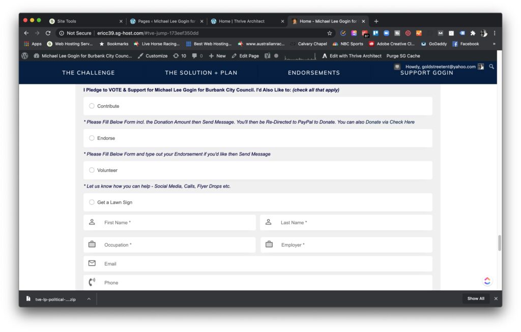 Political Candidate Websites 30 Gogin4Burbank political campaign marketing mailing lists