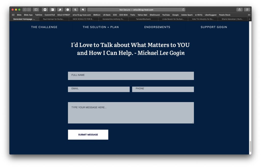Political Candidate Websites 29 Gogin4Burbank political campaign marketing fundraising