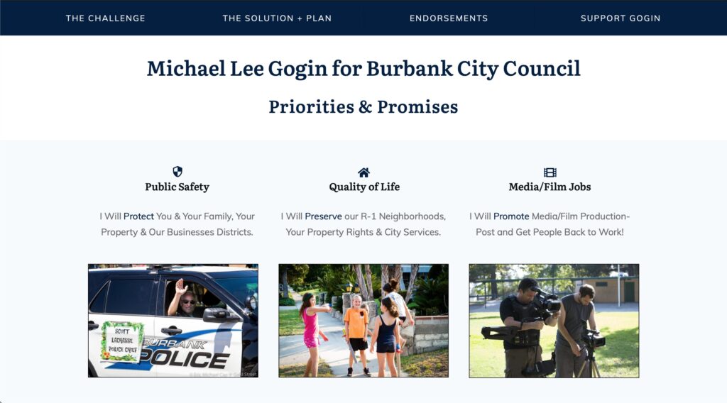 Political Candidate Websites 25 Gogin4Burbank political campaign marketing storybrand