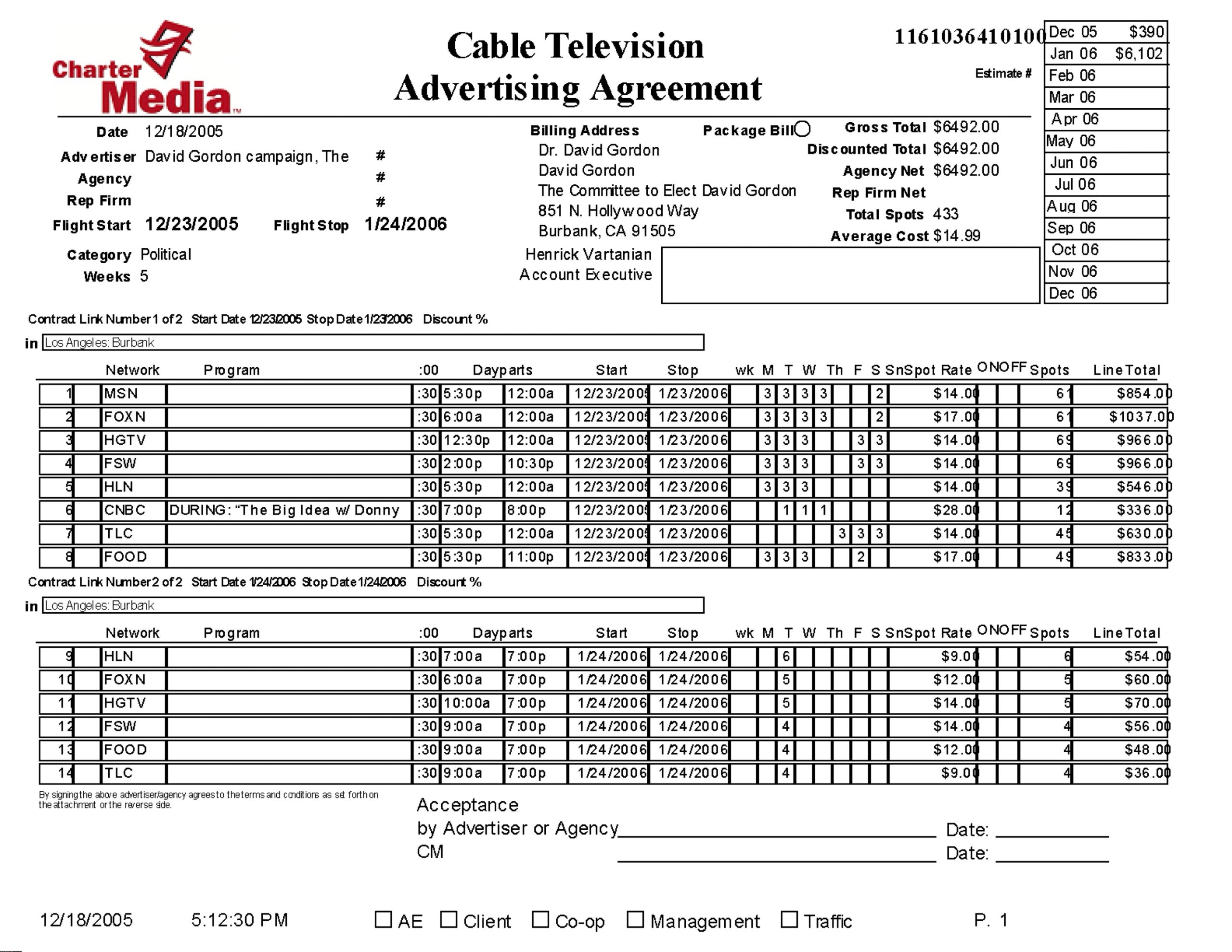 Charter_Gordon 2005-12-18 Politcal campaign ad buy