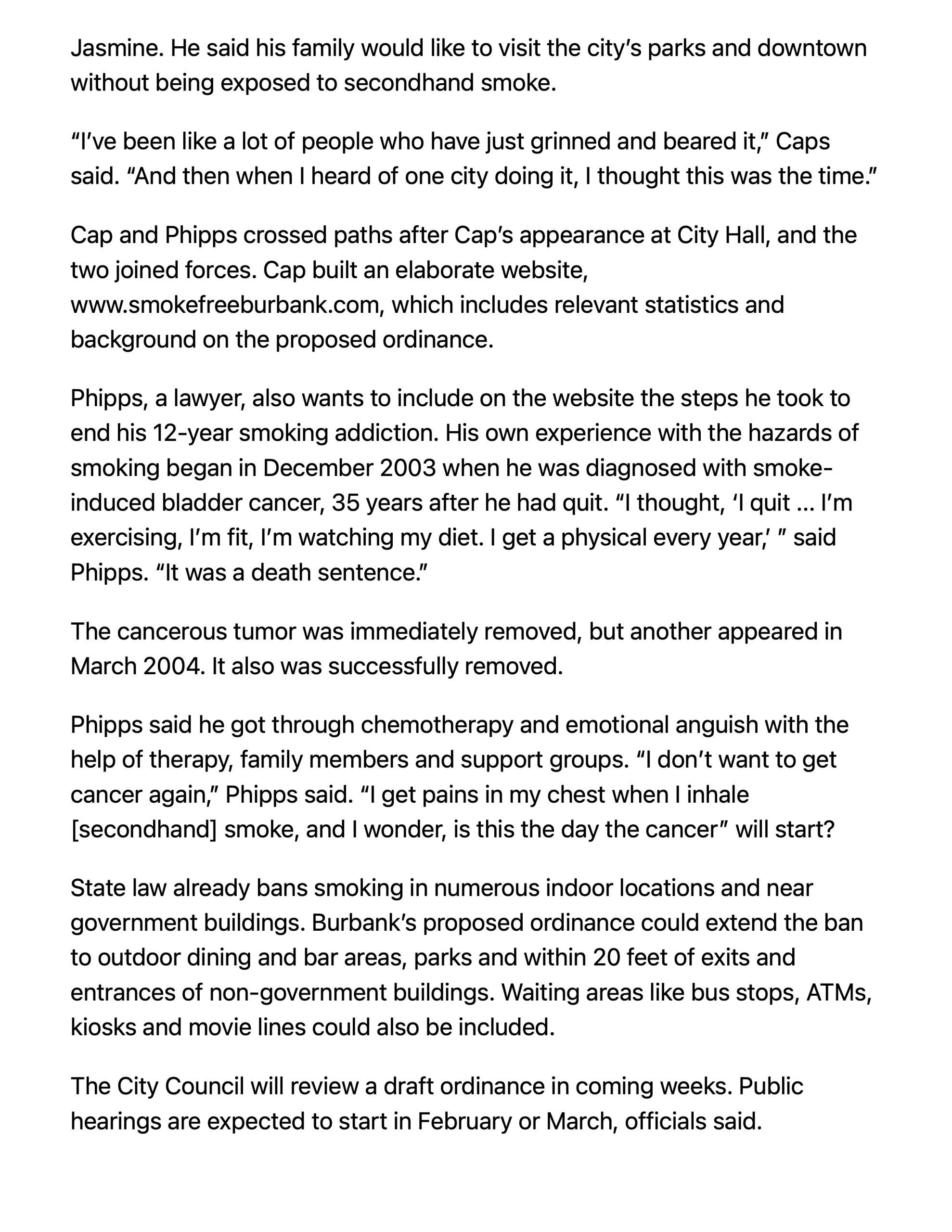 Los Angeles Times pg2 Burbank looking to kick the habit in the new year scaled