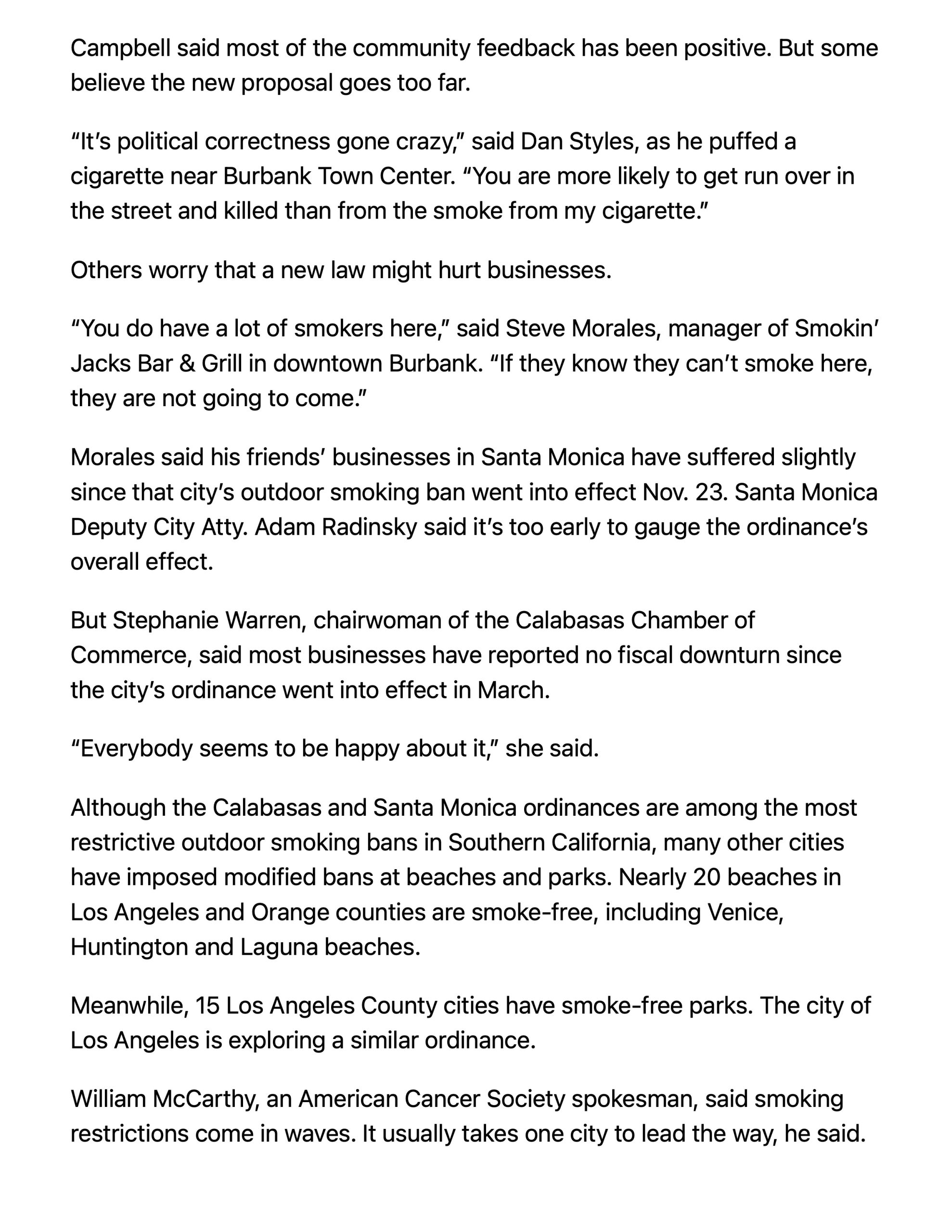 Los Angeles Times pg3 Burbank looking to kick the habit in the new year scaled