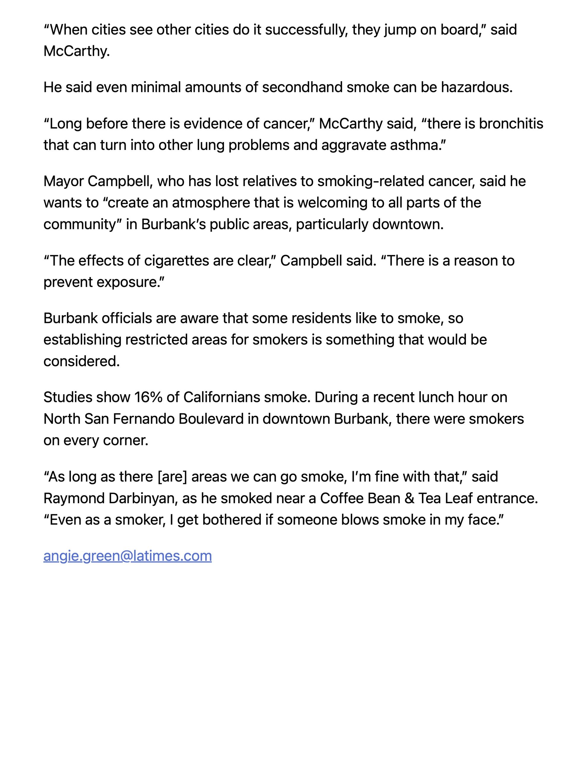 Los Angeles Times pg4 Burbank looking to kick the habit in the new year scaled