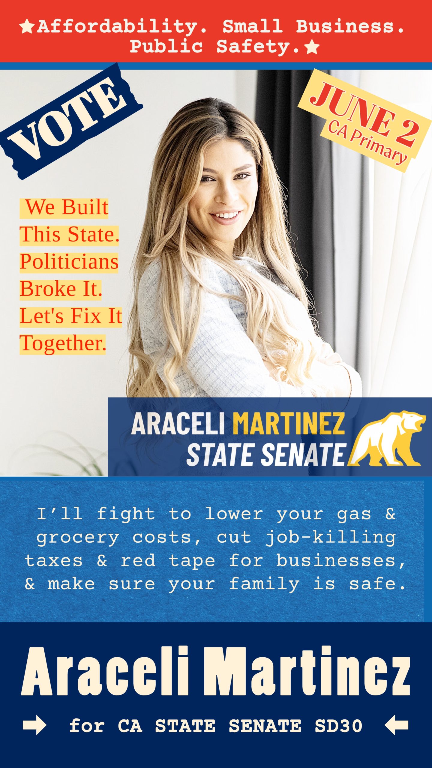 Araceli IG-1-2 VOTE Araceli Martinez for State Senate, District 30 - Orange County CA 2026