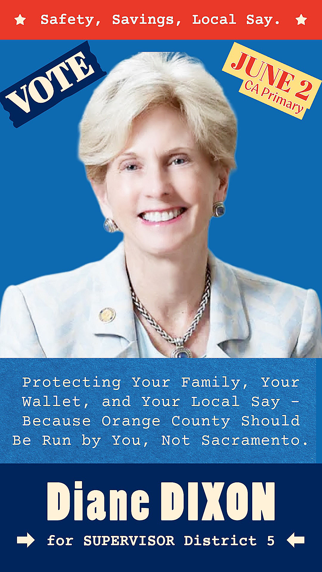 Dixon Story IG-2 edit VOTE Diane Dixon for County Supervisor, District 5 - Orange County CA 2026 Primary Election