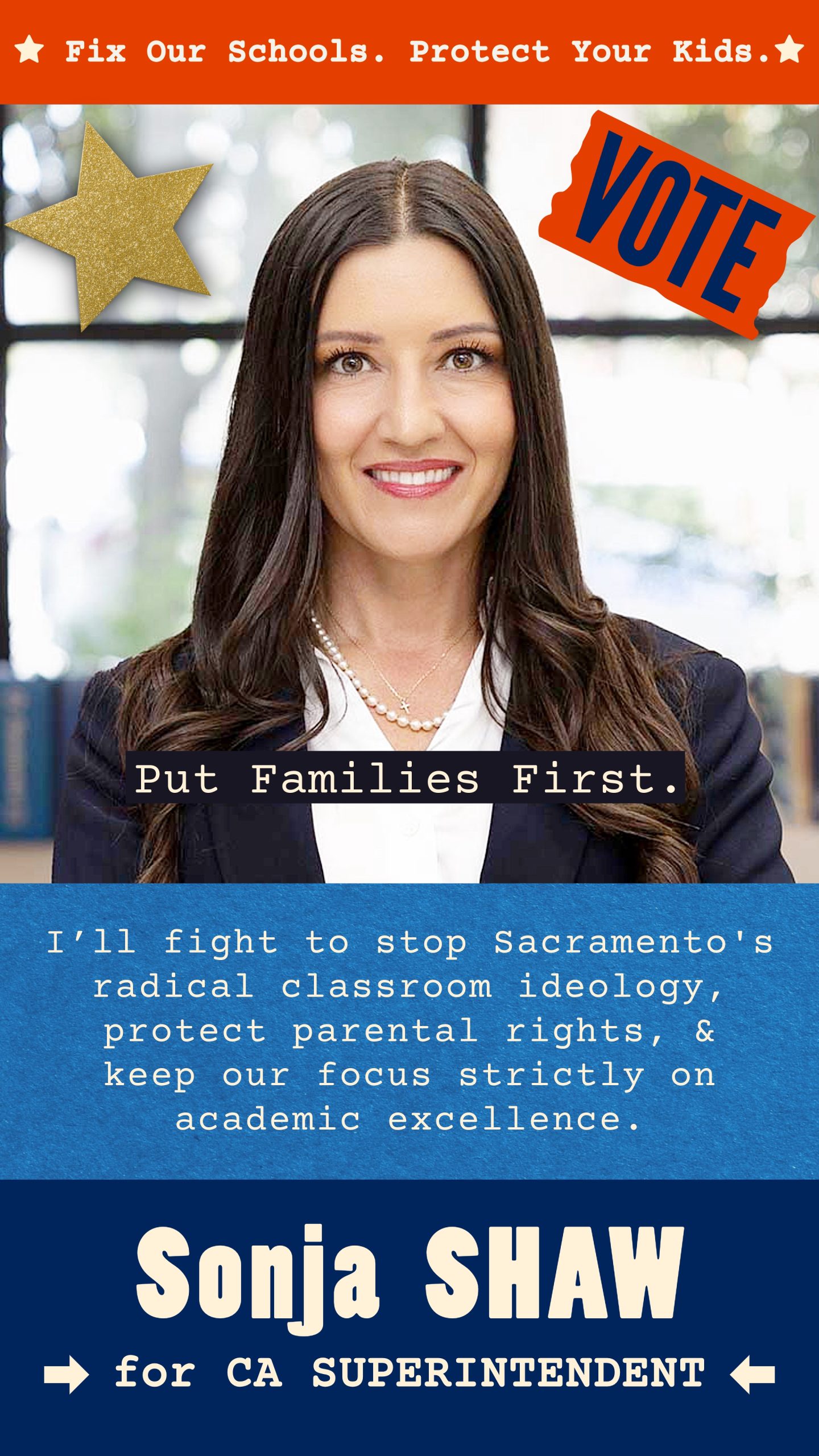 Sonja Shaw IG 4kv3 VOTE Sonja Shaw for CA Superintendent of Public Instruction - California 2026 Election