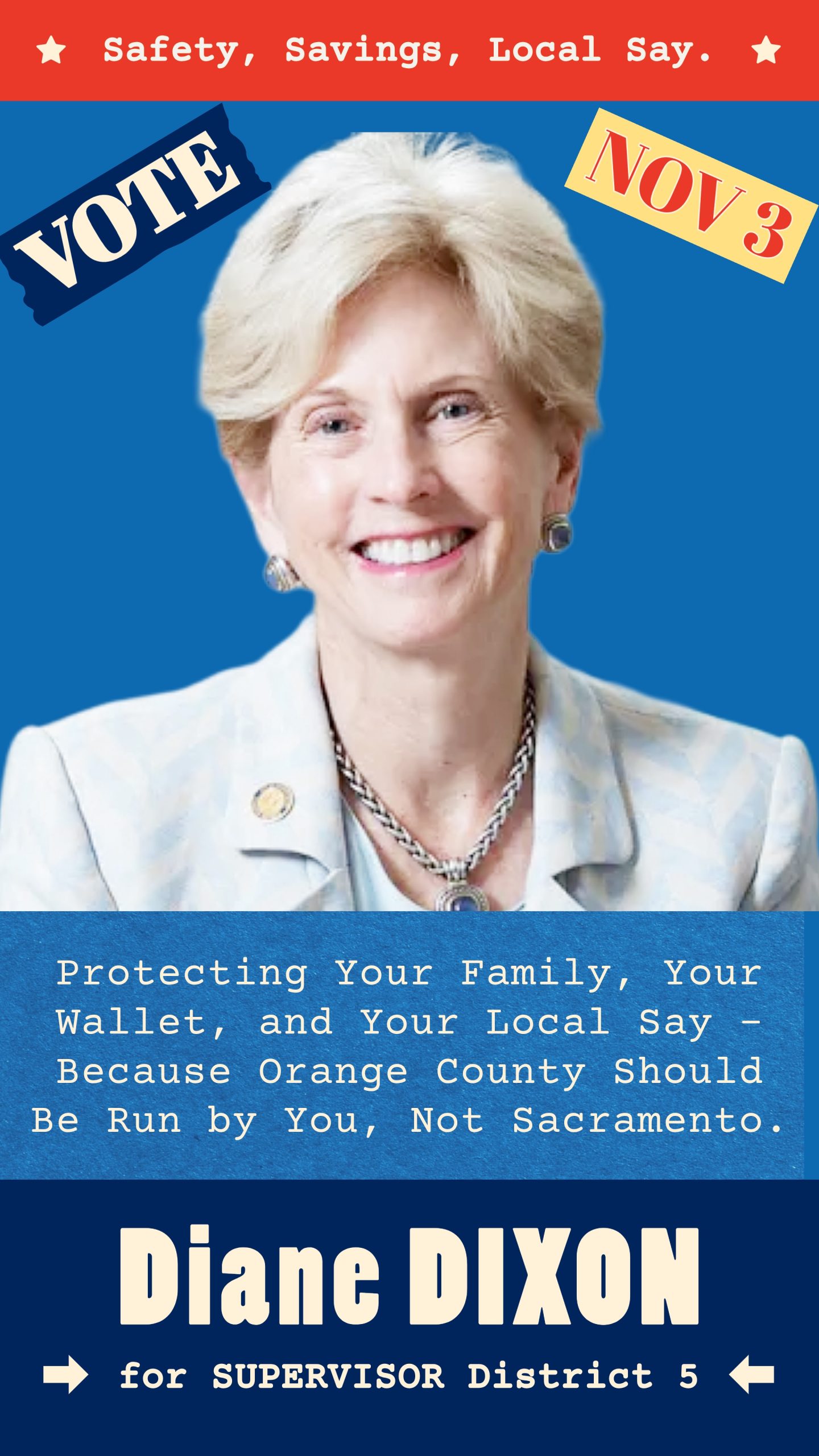 Dixon Story IG-2 Eng VOTE Diane Dixon for County Supervisor, District 5 - Orange County CA 2026 Election