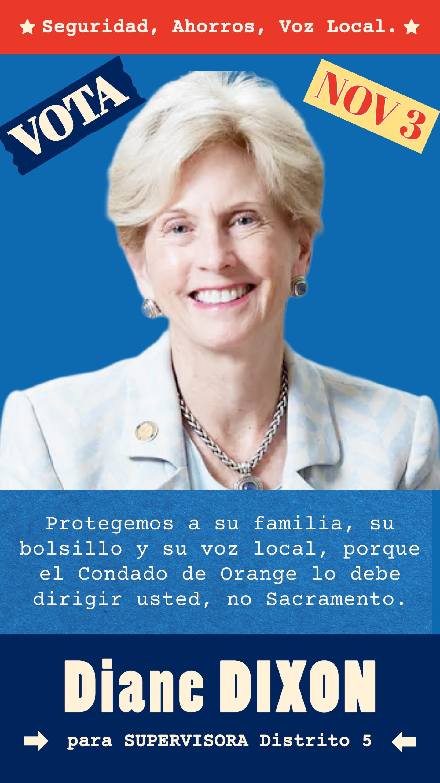 Dixon Story IG Esp VOTE Diane Dixon for County Supervisor, District 5 - Orange County CA 2026 Election