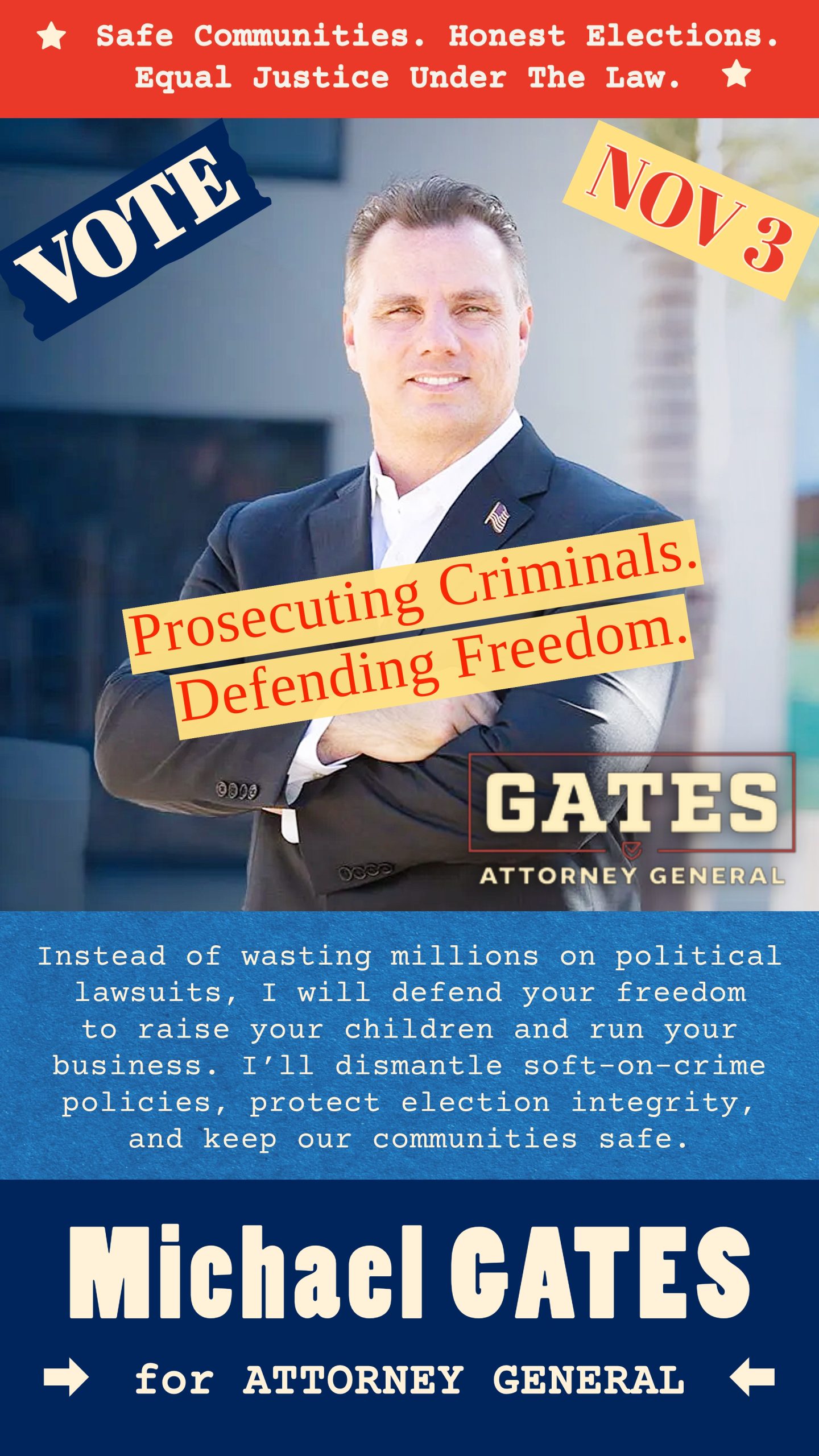 Mike Gates IG-1 VOTE Michael Gates for Attorney General California CA 2026 Election