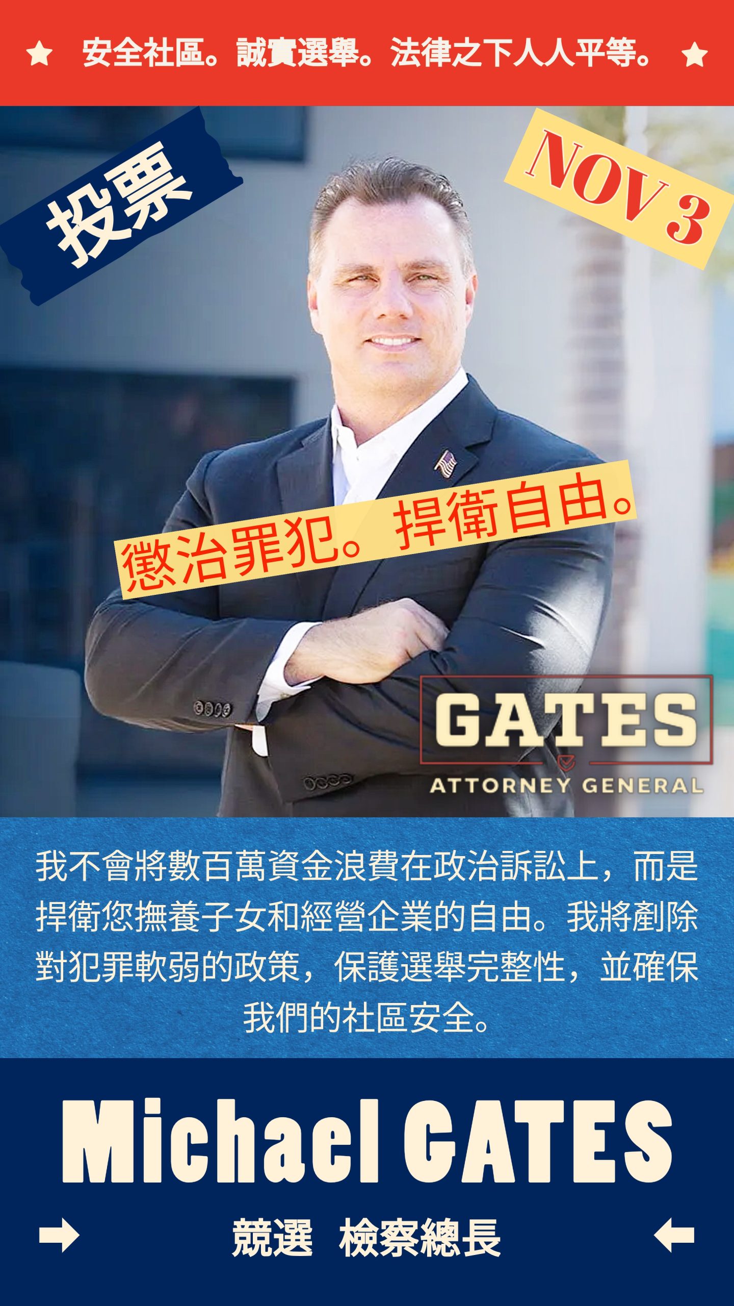 Mike Gates IG Chn-1 VOTE Michael Gates for Attorney General California CA 2026 Election
