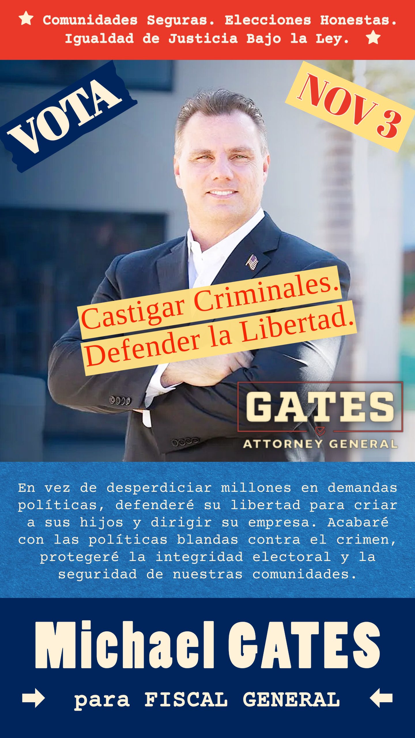 Mike Gates IG Esp-2 VOTE Michael Gates for Attorney General California CA 2026 Election